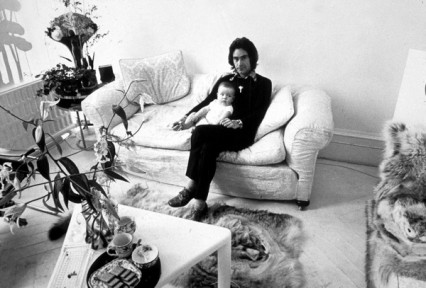 Triangle coffee tables, chocolate biscuits, Ossie Clark and his son