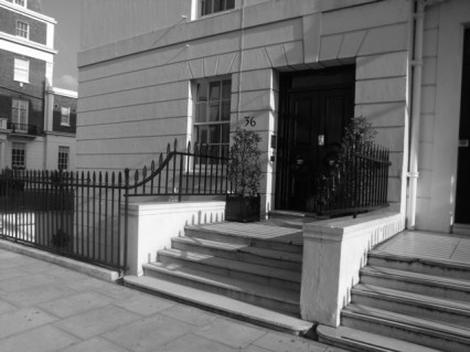 The steps of 36 Eaton Place where the Field Marshall fell fatally wounded.