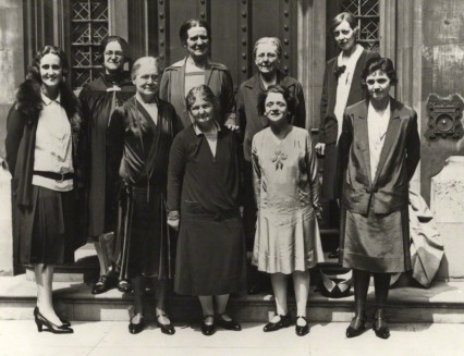 The women MPs of the Labour Party in 1929. Cynthia Mosley is on the far left.