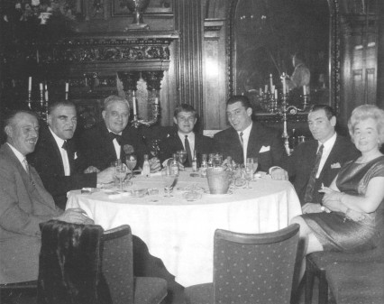 Lord Boothby and Ronnie Kray with friends and associates at the Society Restaurant