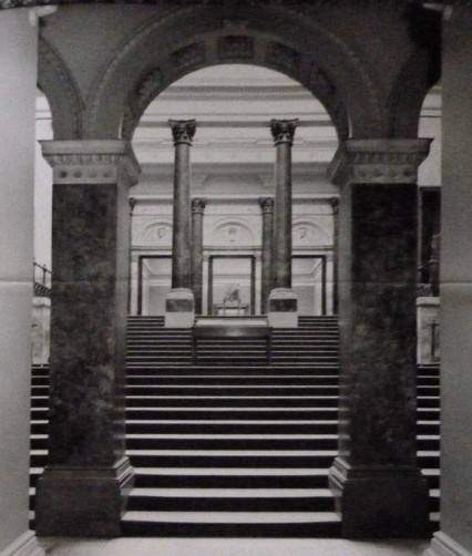 The stairway at the National Gallery. At the top of which Goya's Wellington portrait was exhibited in 1961.