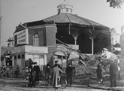 The Blackfriars' Ring partly destroyed by a bomb October 1940