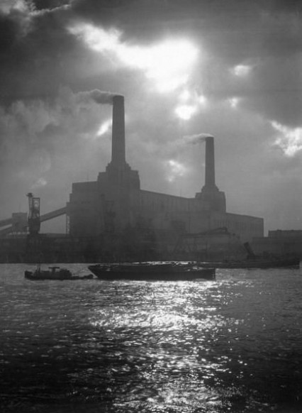 Battersea Power Station at sunset circa 1938