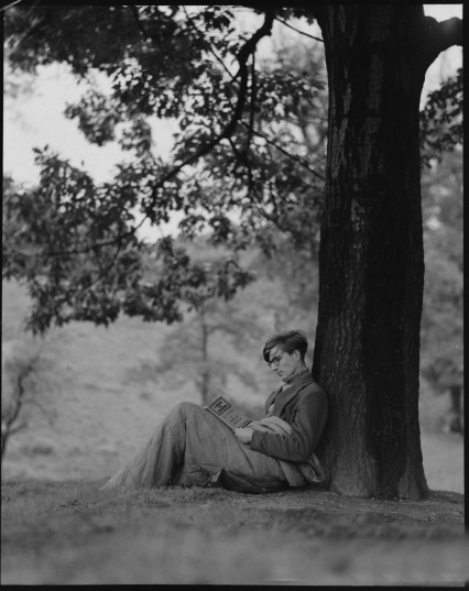 Colin Wilson reading on Hampstead Heath in 1956