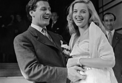 The marriage of Diana Dors to Dennis Hamilton at Caxton Hall, July 1951