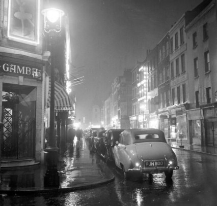 Frith Street in 1956, known as Froth Street in the heyday of the coffee bars