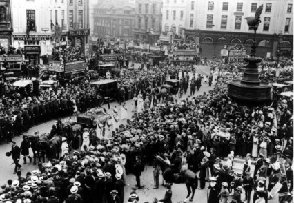 funeral procession at Piccadilly Circus