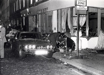 Police at the scene of the IRA Walton Street bomb