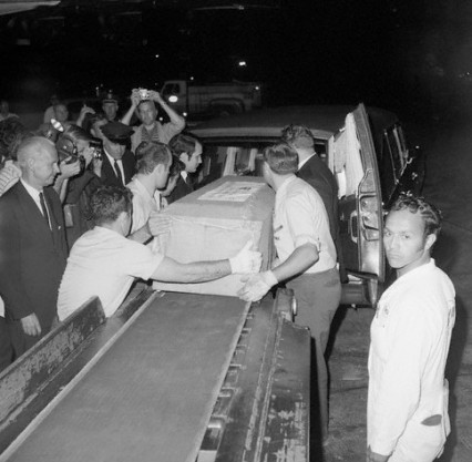 Judy Garland's body as it arrived back in the States