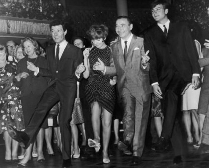 Lionel Blair accompanied by Cilla Black, Joe Loss and Billy J Kramer dance 'The Kick'