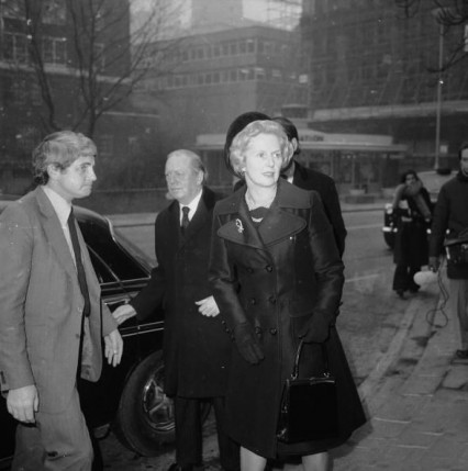 Margaret Thatcher and Airey Neave arriving at Ross McWhirter's memorial service